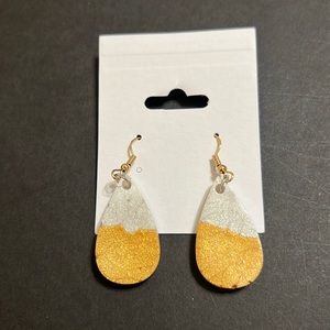 Gray over gold silicone earrings